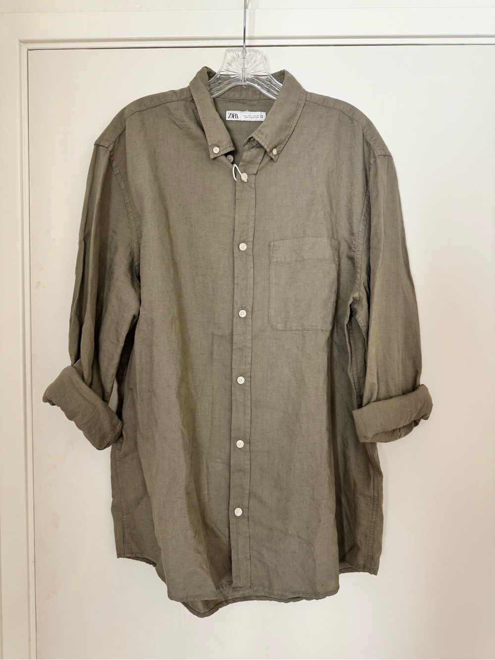 men’s olive Zara linen NWT